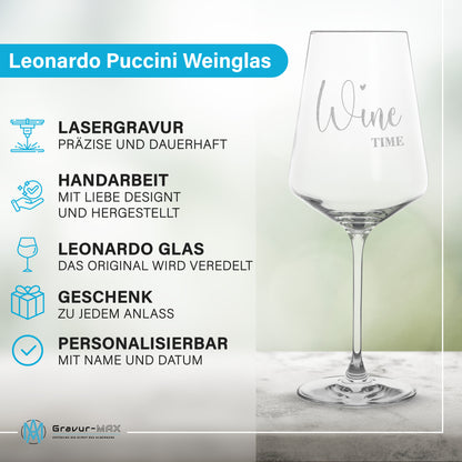Weinglas mit Gravur Leonardo Puccini "WINE TIME" 2 Gläser