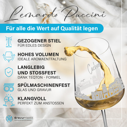 Weinglas mit Gravur Leonardo Puccini "SKYLINE COCHEM" optional mit Wunschname