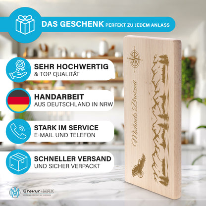 Frühstücksbrettchen mit Gravur "BROTZEIT NATUR" mit Wunschname