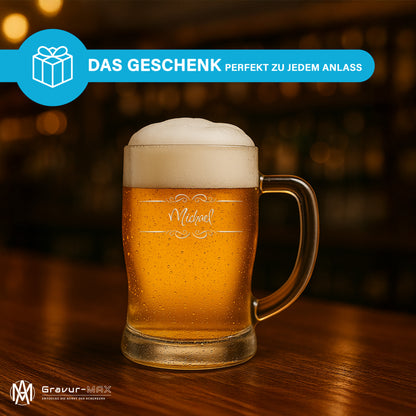 Bierkrug 0,5L mit Gravur Leonardo Taverna Bierglas "doppel Ranke" mit Wunschname