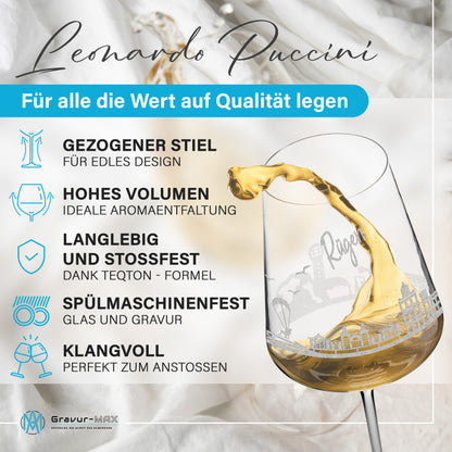 Weinglas mit Gravur Leonardo Puccini "SKYLINE RÜGEN" 2 Gläser optional mit Wunschname