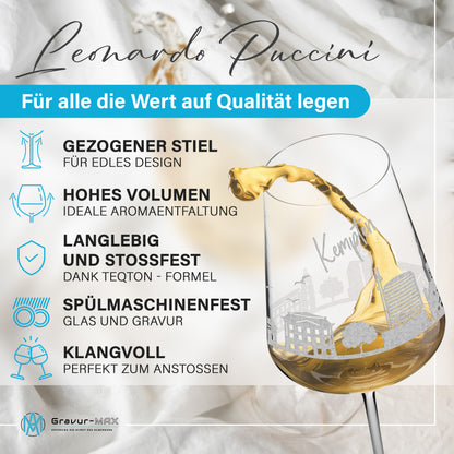 Weinglas mit Gravur Leonardo Puccini "SKYLINE KEMPTEN" optional mit Wunschname
