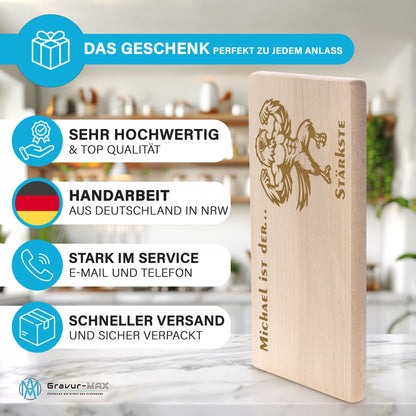 Frühstücksbrettchen mit Gravur Adler "… ist der STÄRKSTE" mit Wunschname
