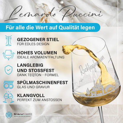 Weinglas mit Gravur Leonardo Puccini "SKYLINE RECKLINGHAUSEN" 2 Gläser optional mit Wunschname