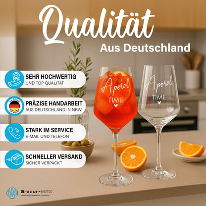 Weinglas mit Gravur Leonardo Puccini "APEROL TIME"
