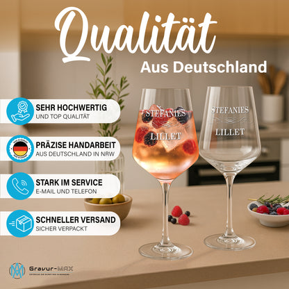 Weinglas mit Gravur Leonardo Puccini "LILLET" 2 Gläser mit Wunschname