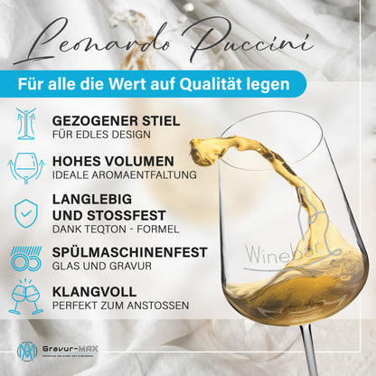 Weinglas mit Gravur Leonardo Puccini "WINEBAR" 2 Gläser