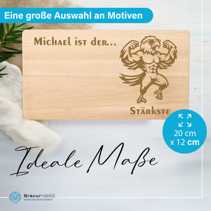 Frühstücksbrettchen mit Gravur Adler "… ist der STÄRKSTE" mit Wunschname