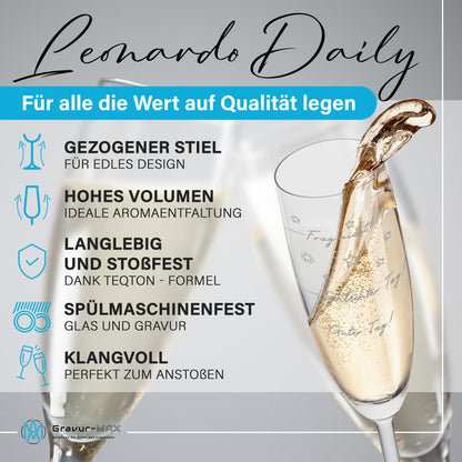 Sektglas mit Gravur Leonardo Daily "GUTER TAG SCHLECHTER TAG!!"