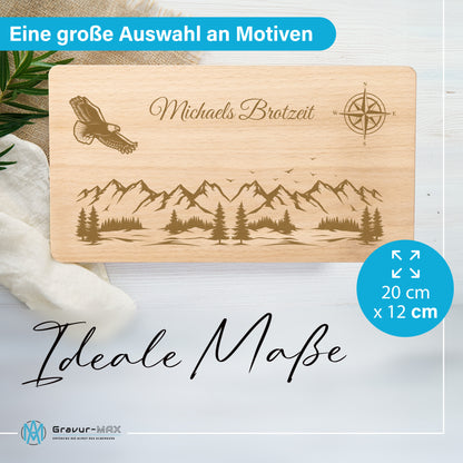 Frühstücksbrettchen mit Gravur "BROTZEIT NATUR" mit Wunschname