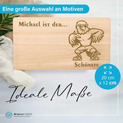 Frühstücksbrettchen mit Gravur Adler "… ist der SCHÖNSTE" mit Wunschname