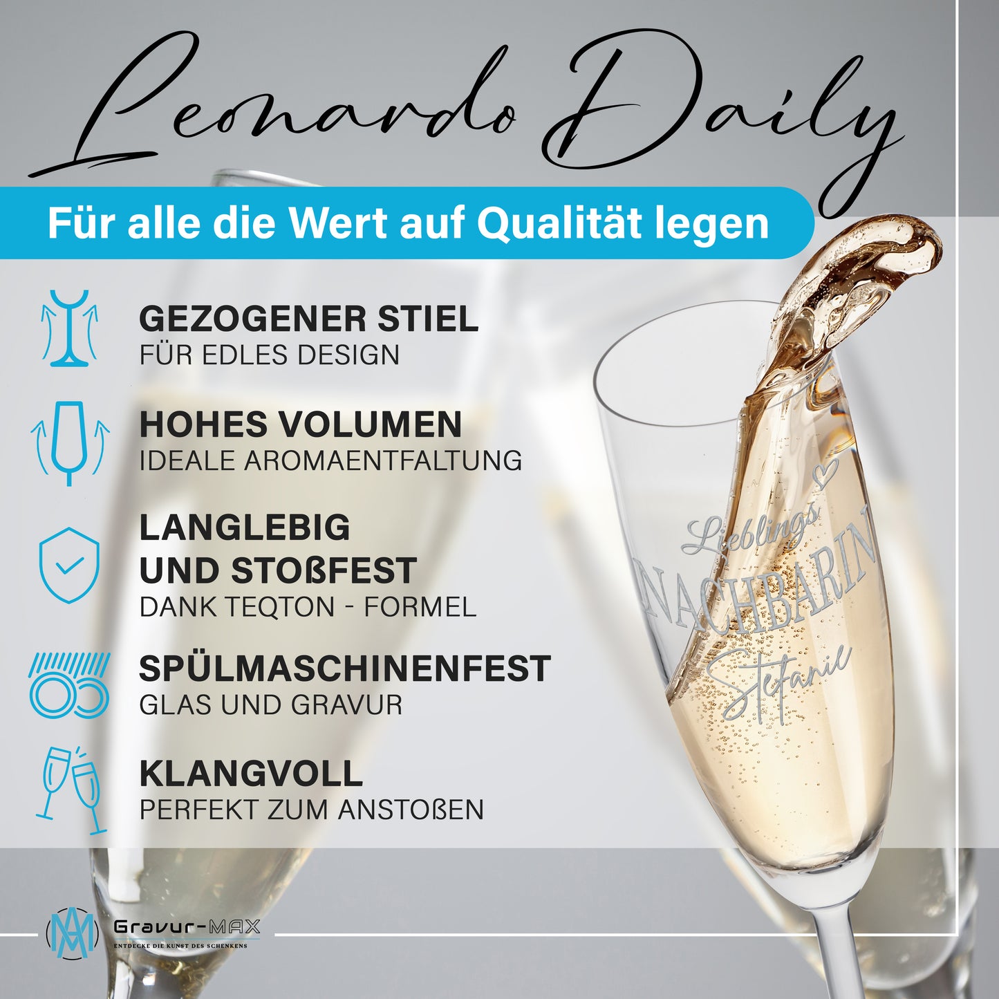 Sektglas mit Gravur Leonardo Daily gestalte Dein Glas "LIEBLINGS ….." mit Wunschname