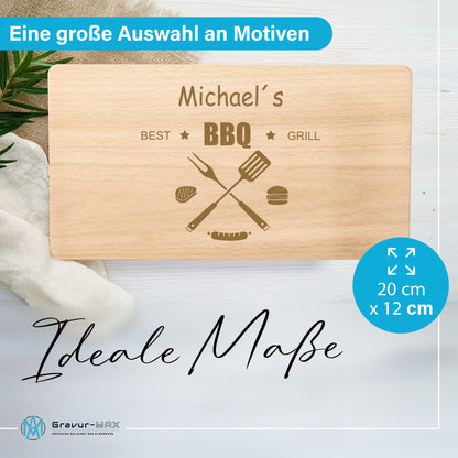 Frühstücksbrettchen mit Gravur "BEST BBQ GRILL" mit Wunschname