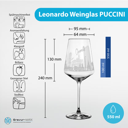 Weinglas mit Gravur Leonardo Puccini "SKYLINE CHEMNITZ" 2 Gläser optional mit Wunschname