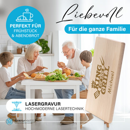 Frühstücksbrettchen mit Gravur BBQ "KING OF THE GRILL" mit Wunschname