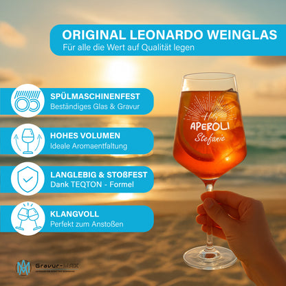 Weinglas mit Gravur Leonardo Puccini "HOLY APEROLI" mit Wunschname