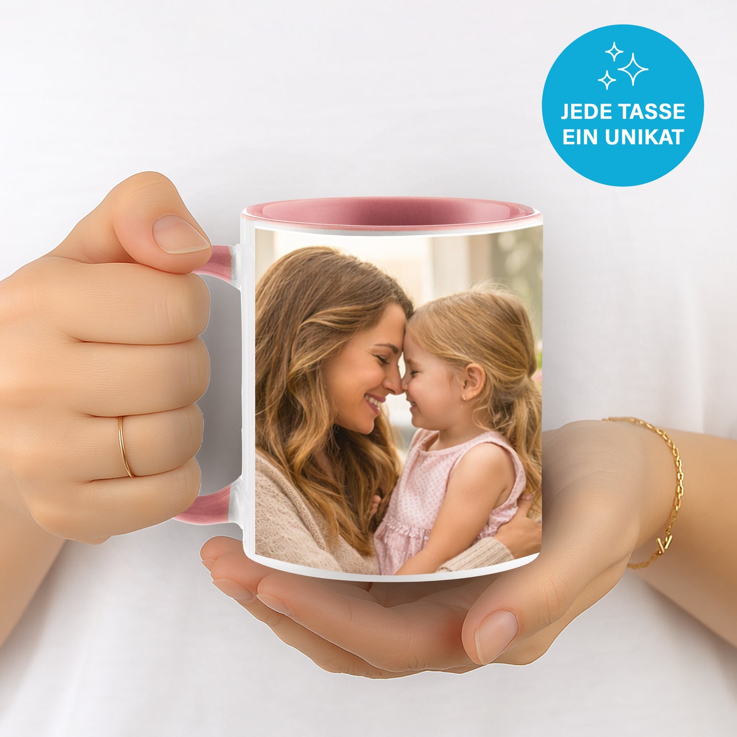Personalisierte Fototasse selbst gestalten – in 13 ver. Farben mit eigenem Bild & Text | 3D Vorschau (330 ml)