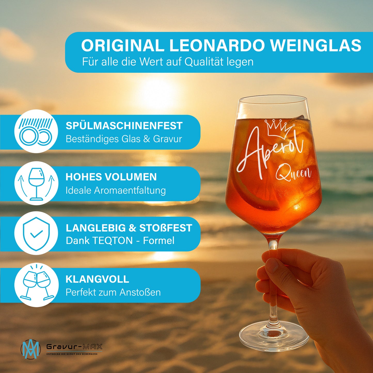 Weinglas mit Gravur Leonardo Puccini "APEROL QUEEN"