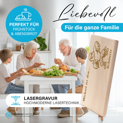 Frühstücksbrettchen mit Gravur Adler "… ist der SCHÖNSTE" mit Wunschname
