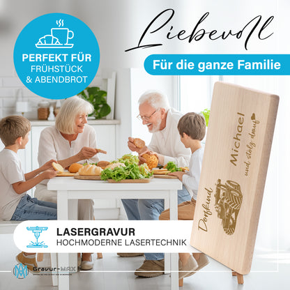 Frühstücksbrettchen mit Gravur "DORFKIND UND STOLZ DRAUF" mit Wunschname