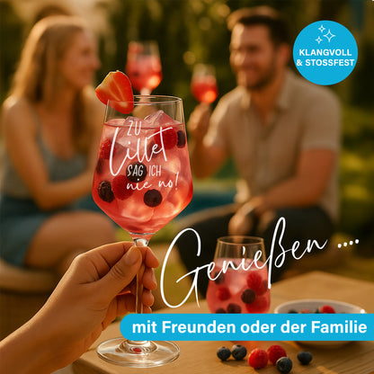 Weinglas mit Gravur Leonardo Puccini "ZU LILLET SAG ICH NIE NO!" 2 Gläser