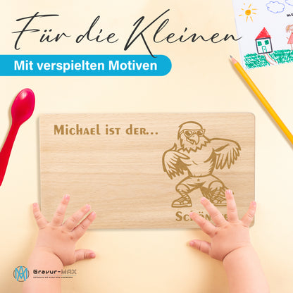 Frühstücksbrettchen mit Gravur Adler "… ist der SCHÖNSTE" mit Wunschname