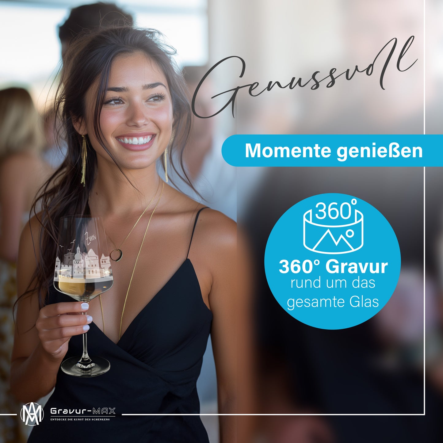 Weinglas mit Gravur Leonardo Puccini "SKYLINE DORMAGEN ZONS" 2 Gläser optional mit Wunschname
