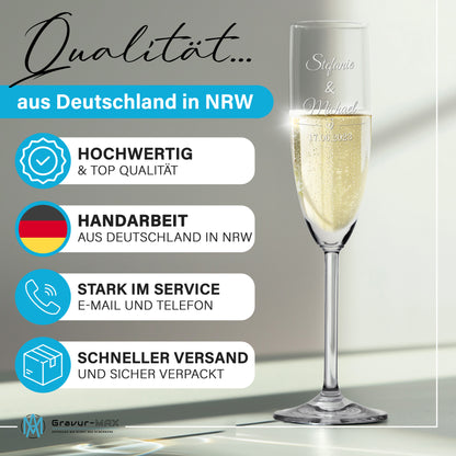 Sektglas mit Gravur Leonardo Daily "LIEBESGLAS" 2 Gläser mit Wunschname & Datum