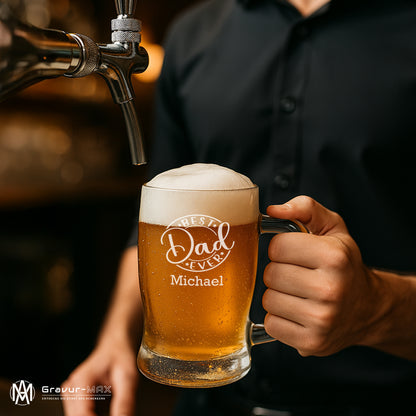 Bierkrug 0,5L mit Gravur Leonardo Taverna Bierglas "Best Dad ever" mit Wunschname