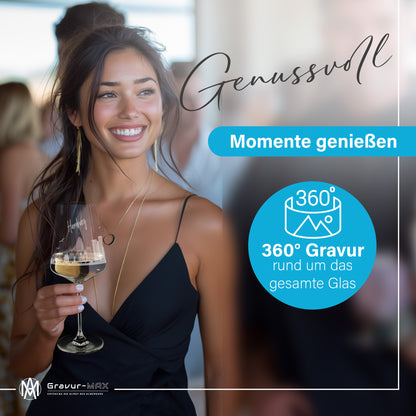 Weinglas mit Gravur Leonardo Puccini "SKYLINE HAMBURG" optional mit Wunschname