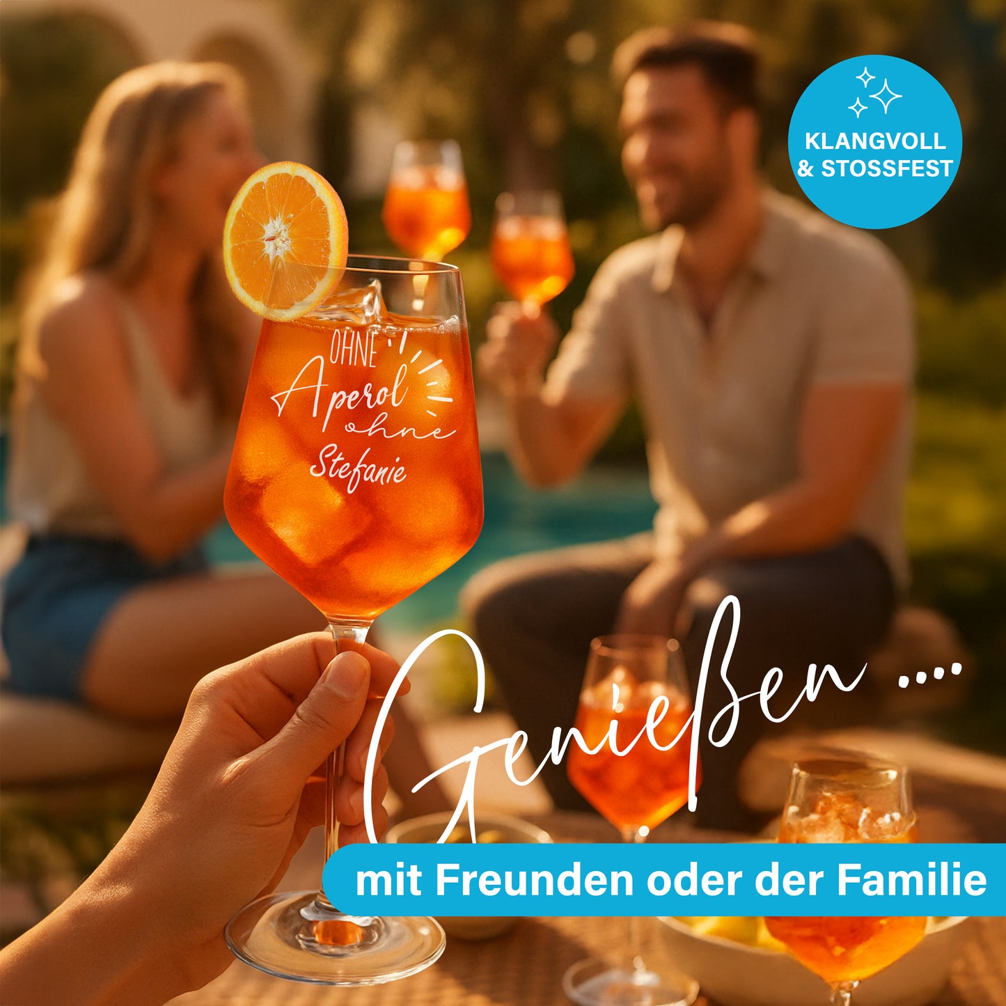 Weinglas mit Gravur Leonardo Puccini "OHNE APEROL OHNE …" mit Wunschname