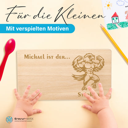 Frühstücksbrettchen mit Gravur Adler "… ist der STÄRKSTE" mit Wunschname