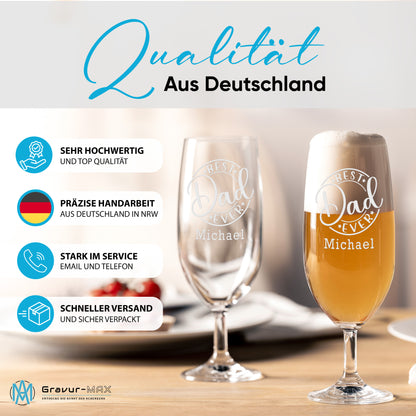 Bierglas mit Gravur Leonardo Daily Pilsglas "Best Dad ever" mit Wunschname