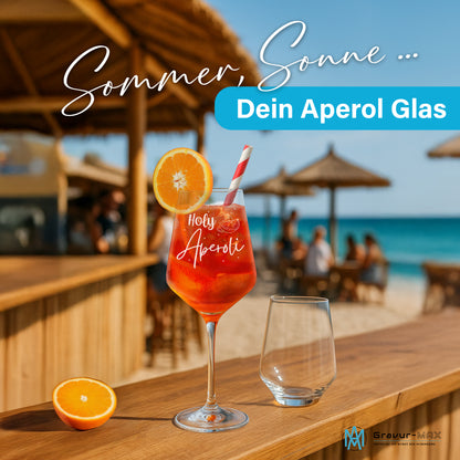 Weinglas mit Gravur Leonardo Puccini "HOLY APEROLI"