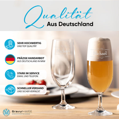 Bierglas mit Gravur Leonardo Daily Pilsglas "doppel Ranke" mit Wunschname