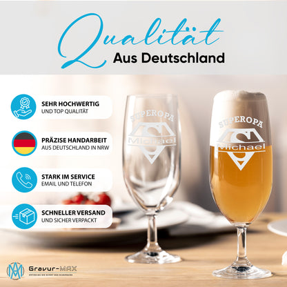Bierglas mit Gravur Leonardo Daily Pilsglas "Superopa" mit Wunschname