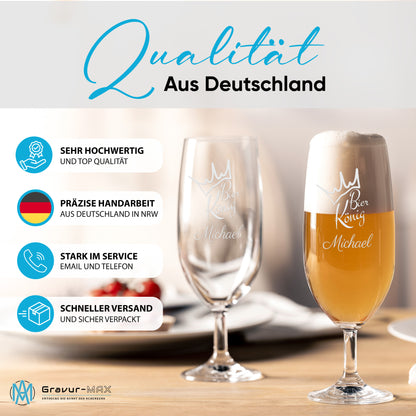Bierglas mit Gravur Leonardo Daily Pilsglas "Bier König" mit Wunschname