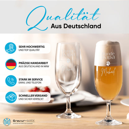 Bierglas mit Gravur Leonardo Daily Pilsglas "Hunde Papa mit Pfote" mit Wunschname
