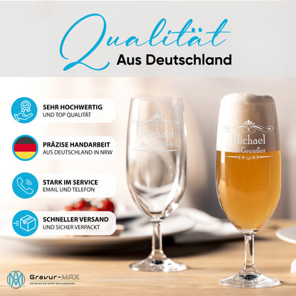 Bierglas mit Gravur Leonardo Daily Pilsglas gestalte dein Glas "Ranke" 2 Gläser mit Wunschname