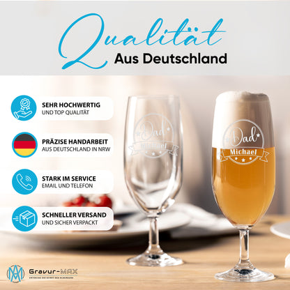 Bierglas mit Gravur Leonardo Daily Pilsglas "Dad" mit Wunschname