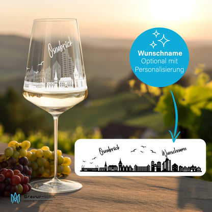 Weinglas mit Gravur Leonardo Puccini "SKYLINE OSNABRÜCK" 2 Gläser optional mit Wunschname