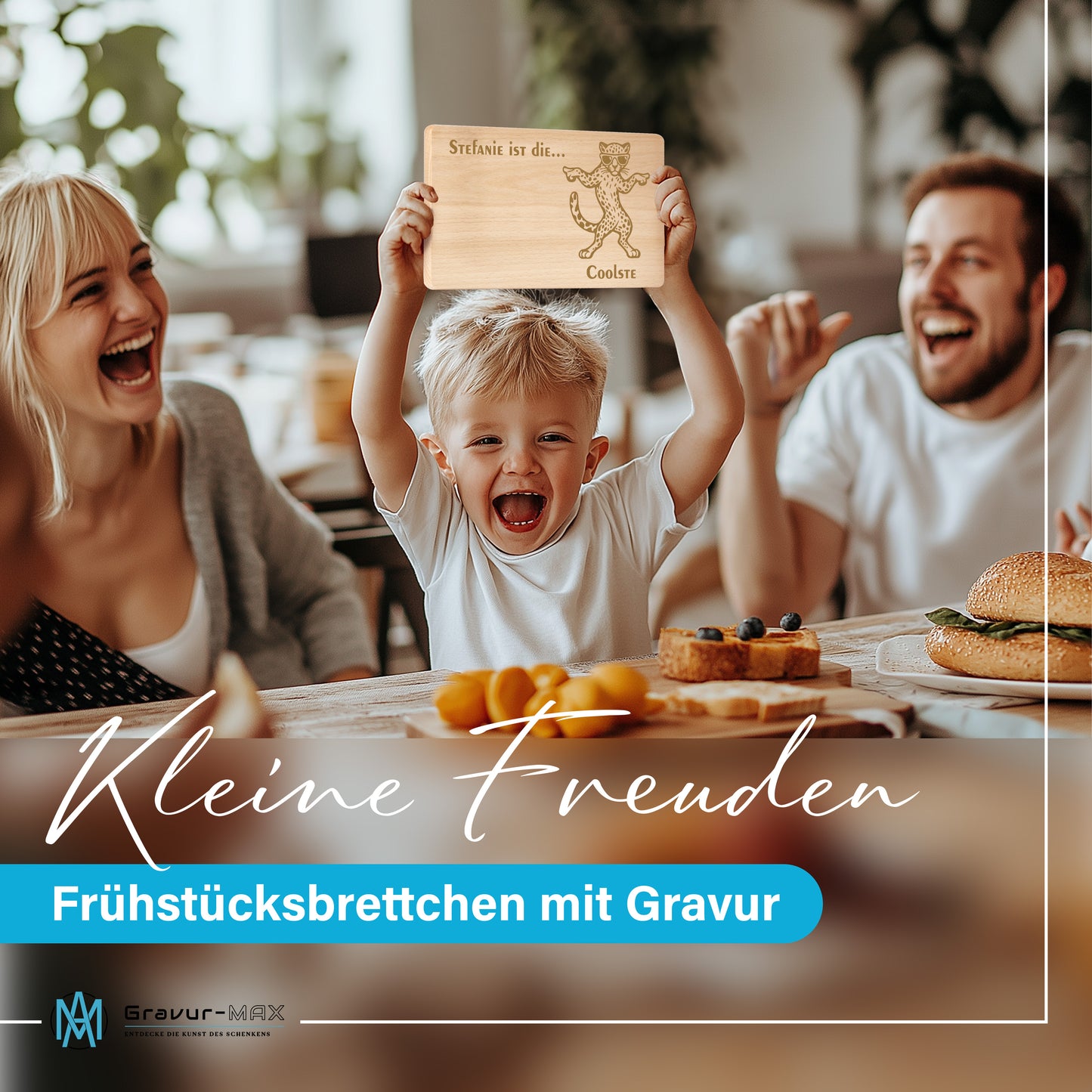 Frühstücksbrettchen mit Gravur Leopard "… ist die COOLSTE" mit Wunschname
