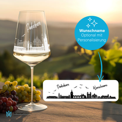 Weinglas mit Gravur Leonardo Puccini "SKYLINE PADERBORN" 2 Gläser optional mit Wunschname