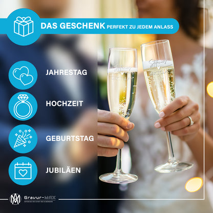Sektglas mit Gravur Leonardo Daily "SEKTGLAS HERZLINIE" mit Wunschname