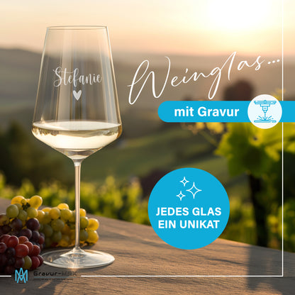 Weinglas mit Gravur Leonardo Puccini "DEIN WUNSCHNAME MIT HERZ" 2 Gläser mit Wunschname