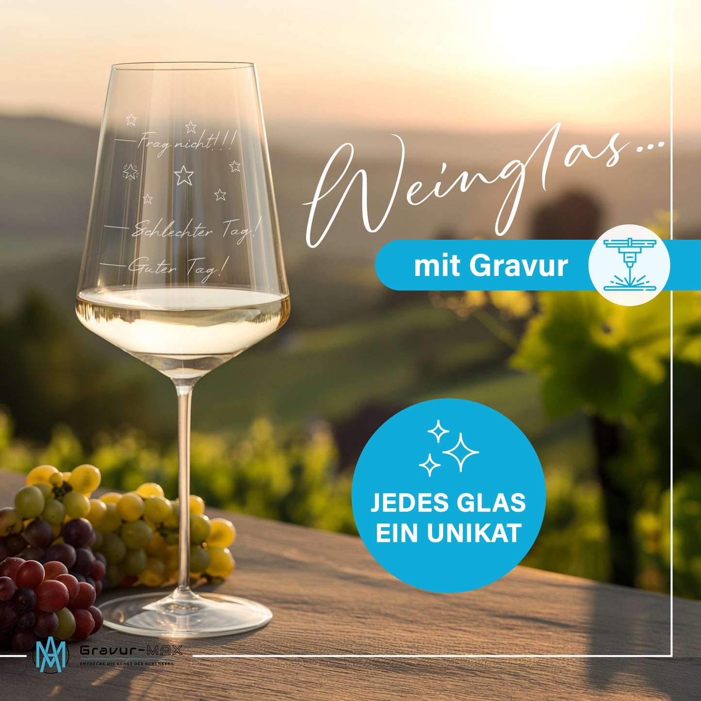 Weinglas mit Gravur Leonardo Puccini "GUTER TAG SCHLECHTER TAG!!"