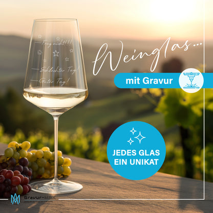 Weinglas mit Gravur Leonardo Puccini "GUTER TAG SCHLECHTER TAG!!"