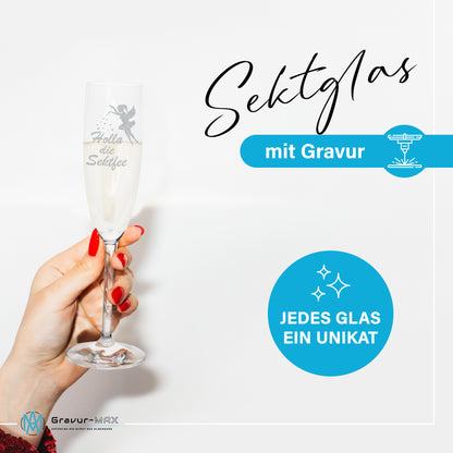 Sektglas mit Gravur Leonardo Daily "HOLLA DIE SEKTFEE"
