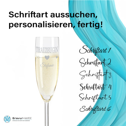 Sektglas mit Gravur Leonardo Daily "TRAUZEUGIN" mit Wunschname
