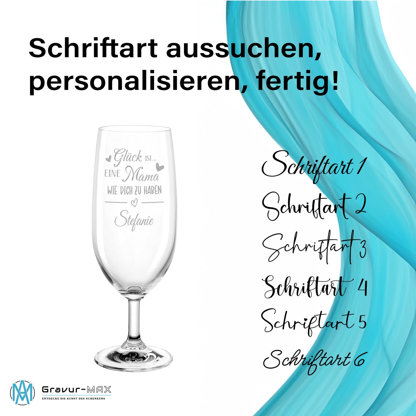 Bierglas mit Gravur Leonardo Daily Pilsglas "Glück ist eine Mama wie dich zu haben" mit Wunschname